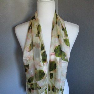 Watercolor leaves 1970s oblong scarf